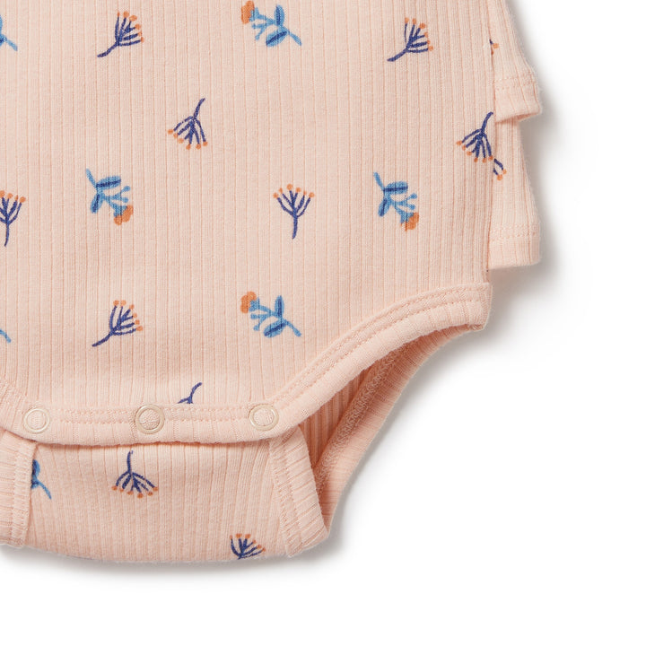 Wilson and Frenchy Little Flower Organic Rib Ruffle Bodysuit