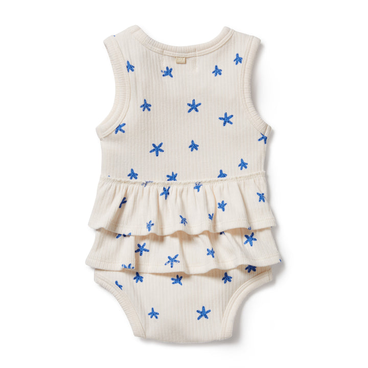 Wilson and Frenchy Little Starfish Organic Rib Ruffle Bodysuit