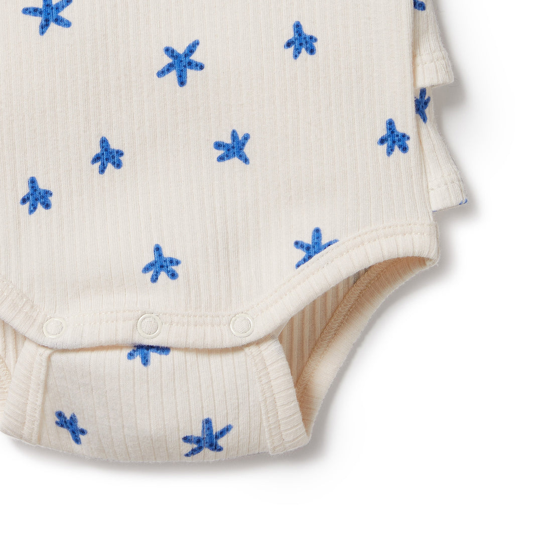 Wilson and Frenchy Little Starfish Organic Rib Ruffle Bodysuit