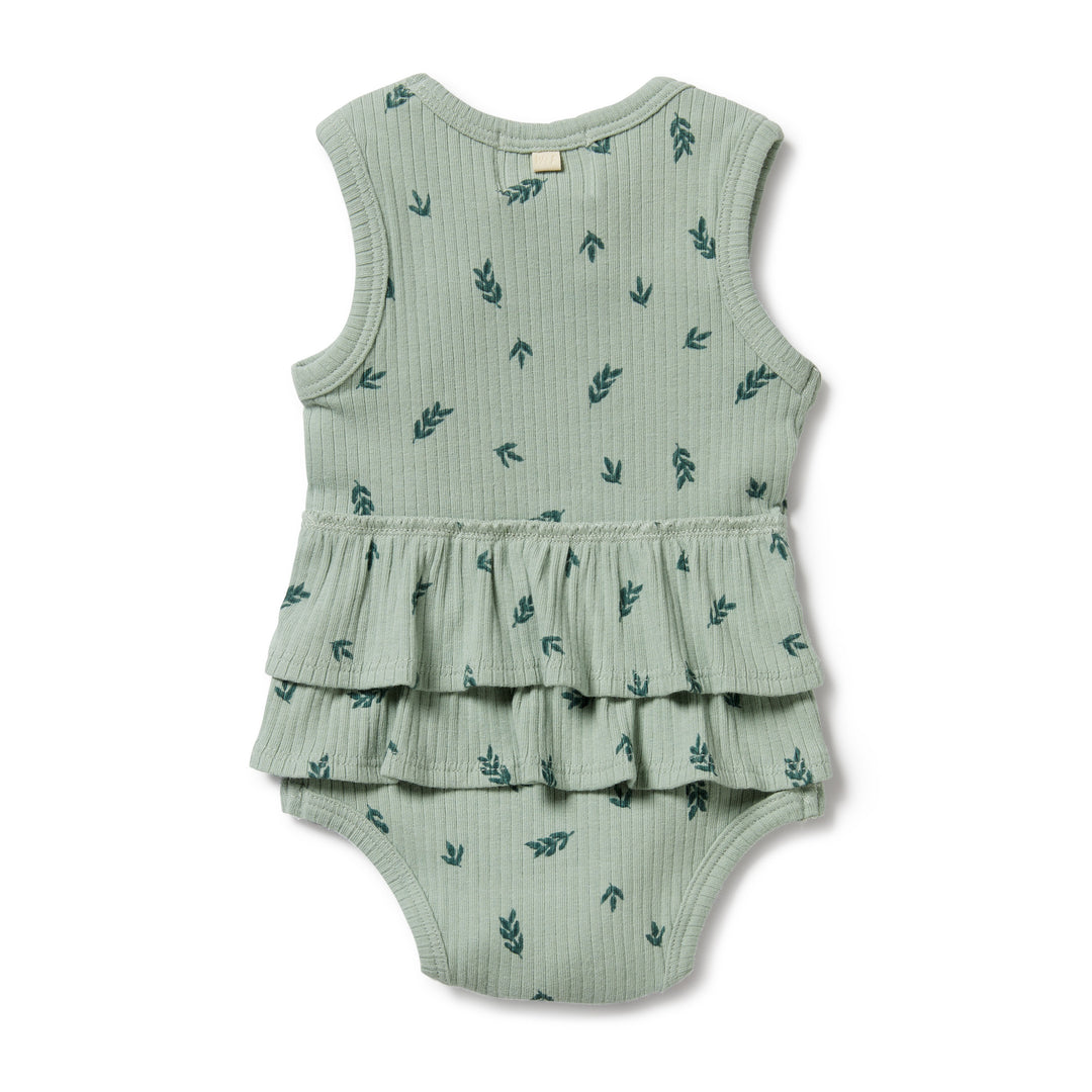 Wilson and Frenchy Falling Leaf Organic Rib Ruffle Bodysuit