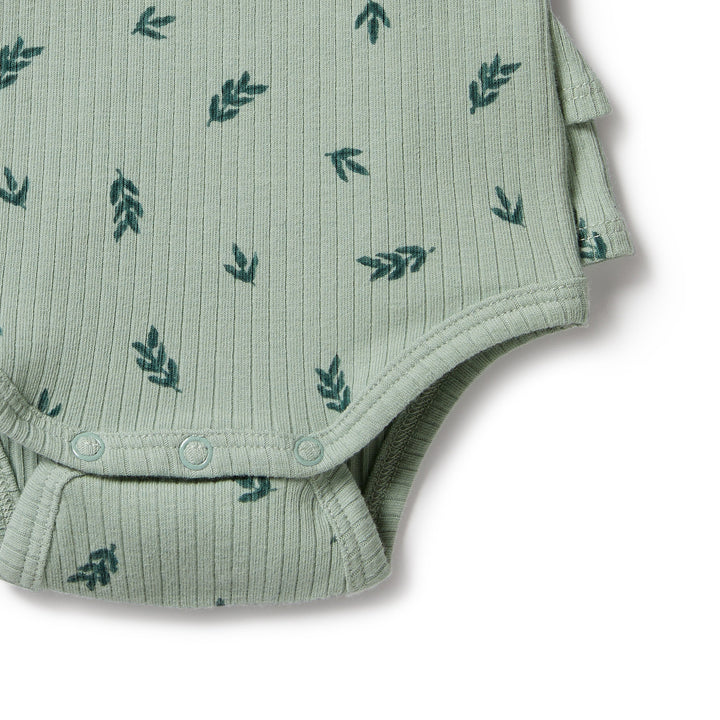 Wilson and Frenchy Falling Leaf Organic Rib Ruffle Bodysuit