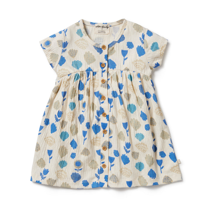 Wilson and Frenchy Ocean Breeze Crinkle Button Dress