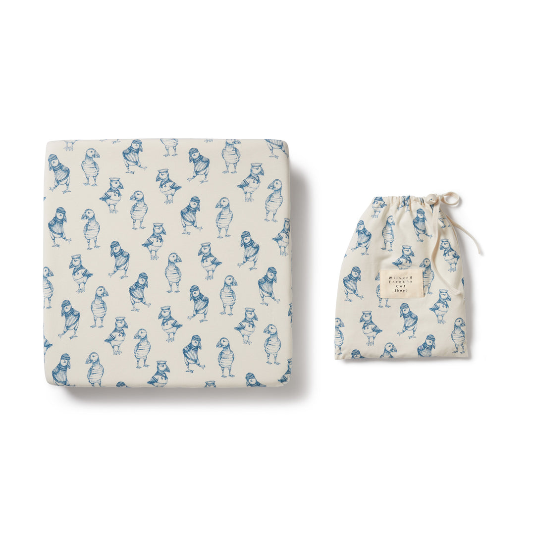 Wilson and Frenchy Petit Puffin Organic Cot Sheet