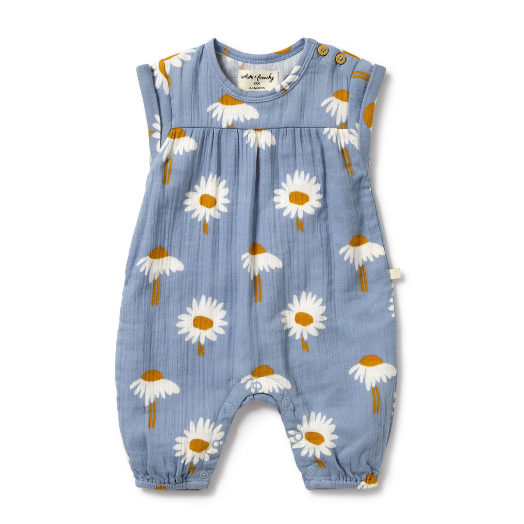 Wilson and Frenchy Daisy Floral Organic Crinkle Baby Jumpsuit