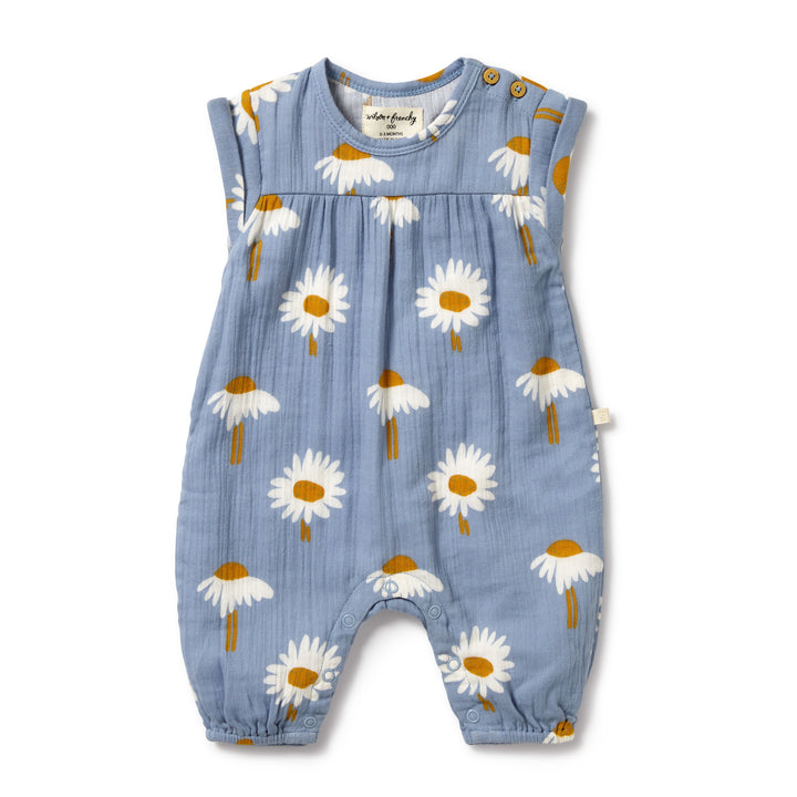 Wilson and Frenchy Daisy Floral Organic Crinkle Baby Jumpsuit