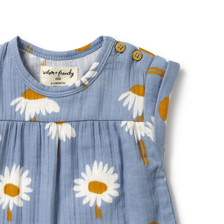 Wilson and Frenchy Daisy Floral Organic Crinkle Baby Jumpsuit