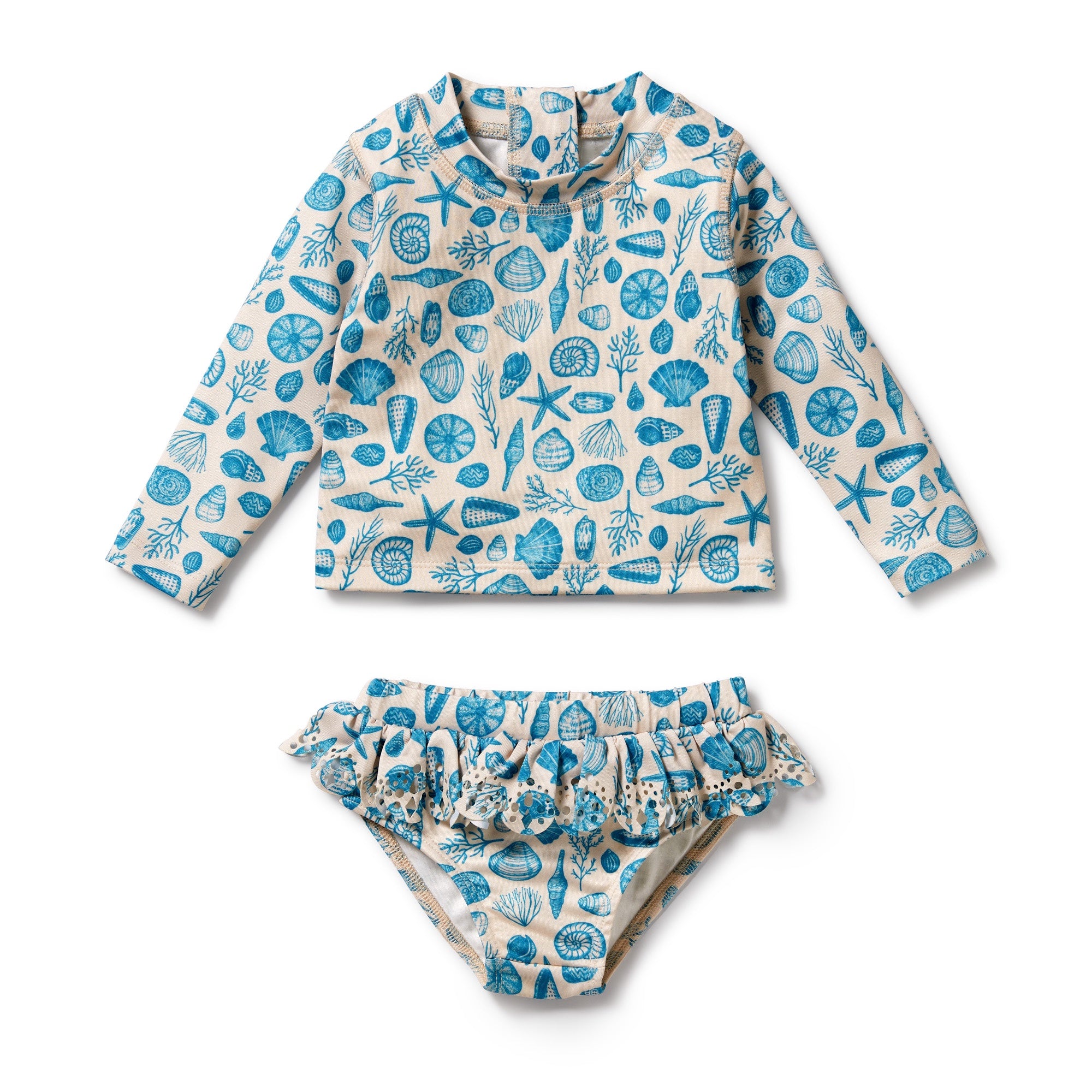 Wilson and Frenchy Shells Cutwork Rashie Swim set