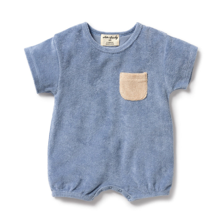Wilson and Frenchy Dusty Blue Organic Terry Growsuit