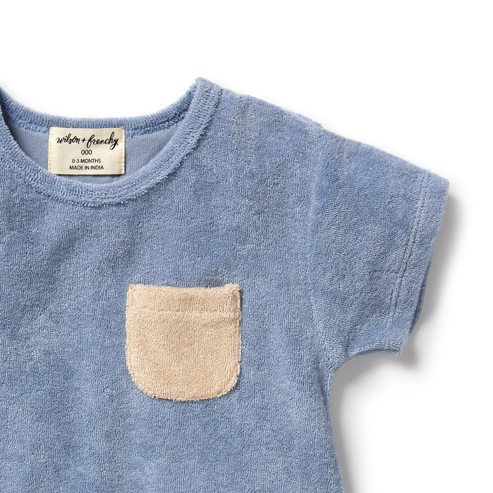 Wilson and Frenchy Dusty Blue Organic Terry Growsuit
