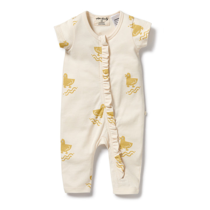 Wilson and Frenchy Quack Quack Organic Ruffle Zipsuit