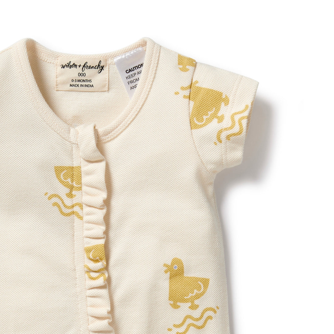 Wilson and Frenchy Quack Quack Organic Ruffle Zipsuit