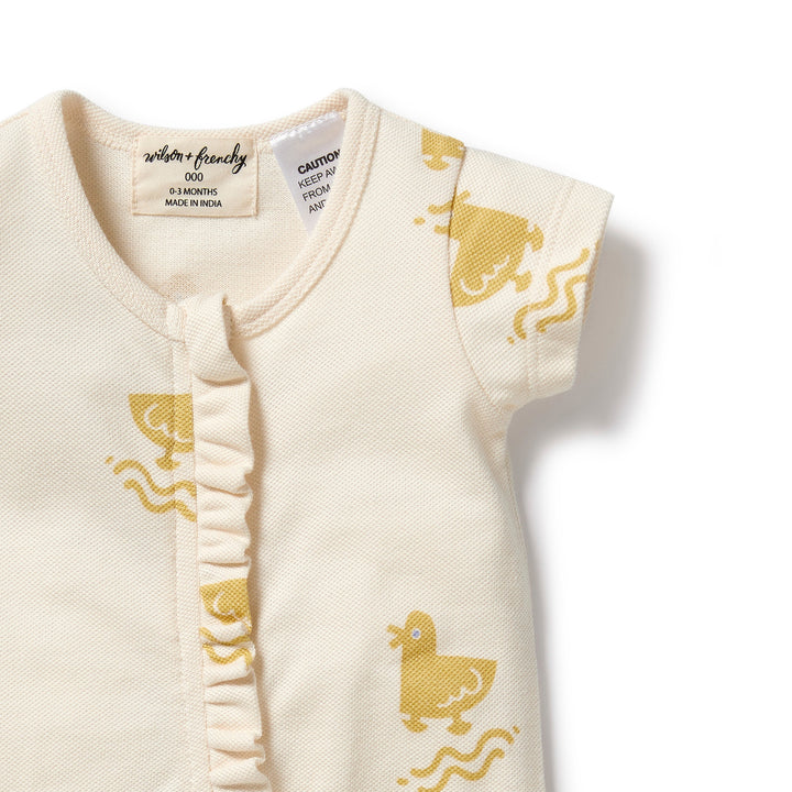 Wilson and Frenchy Quack Quack Organic Ruffle Zipsuit