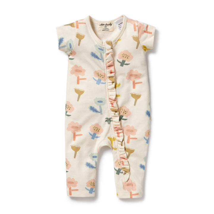 Wilson and Frenchy Cookie Cut Organic Ruffle Zipsuit