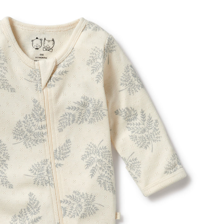 Wilson and Frenchy Forever Ferns Organic Pointelle Zipsuit with Feet