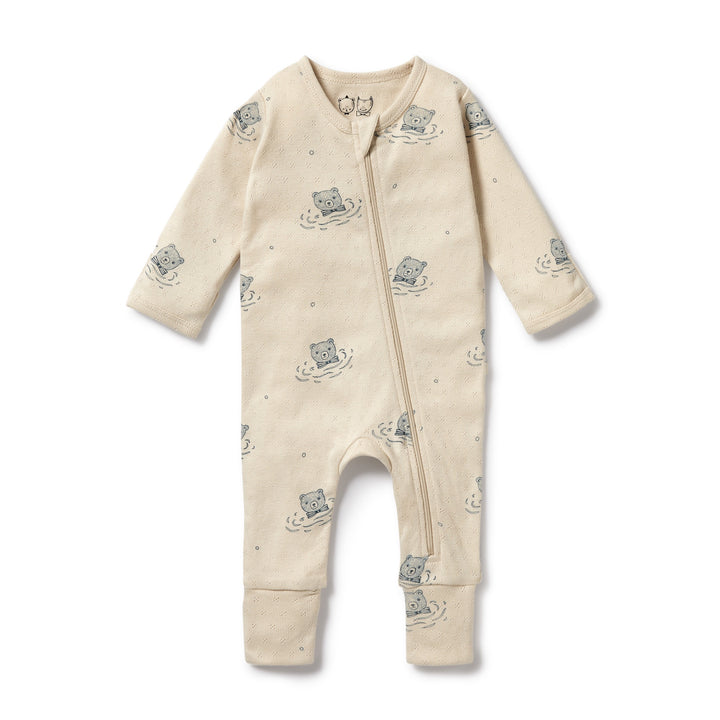 Wilson and Frenchy Little Bear Organic Pointelle Zipsuit with Feet