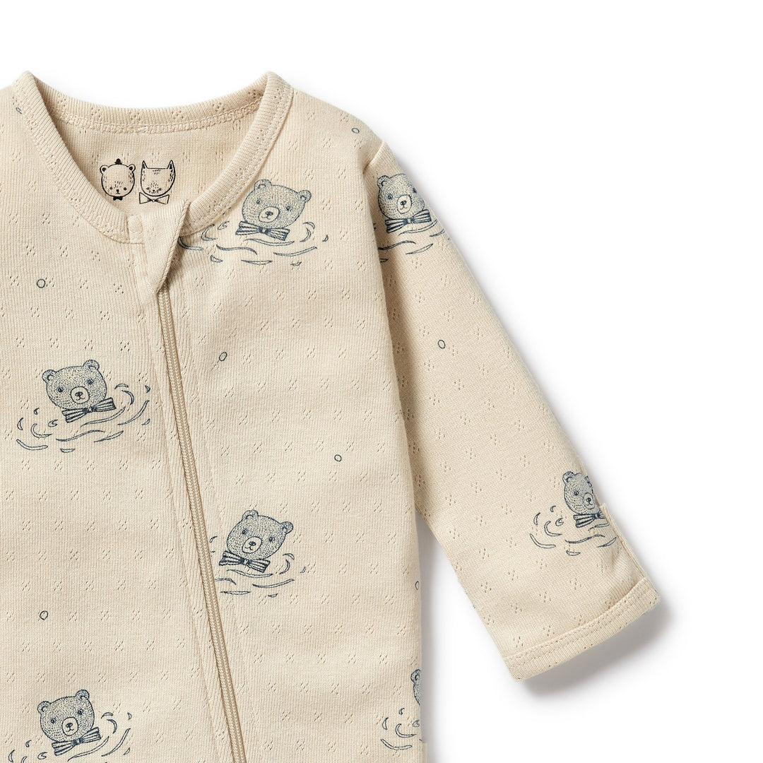 Wilson and Frenchy Little Bear Organic Pointelle Zipsuit with Feet