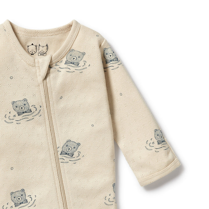 Wilson and Frenchy Little Bear Organic Pointelle Zipsuit with Feet