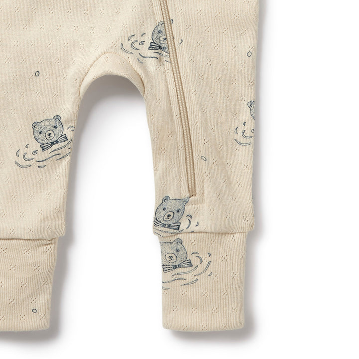 Wilson and Frenchy Little Bear Organic Pointelle Zipsuit with Feet