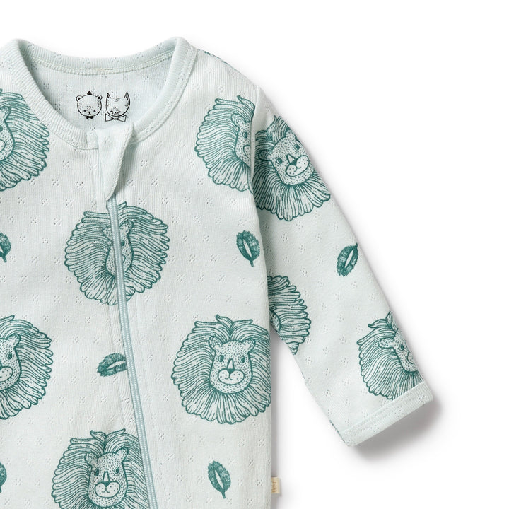 Wilson and Frenchy Little Lion Organic Pointelle Zipsuit with Feet