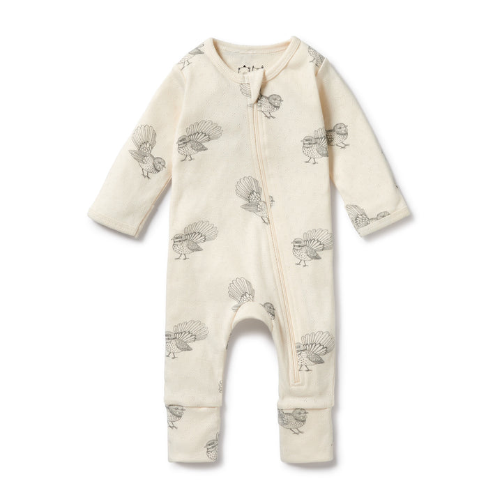 Wilson and Frenchy Little Fantail Organic Pointelle Zipsuit with Feet