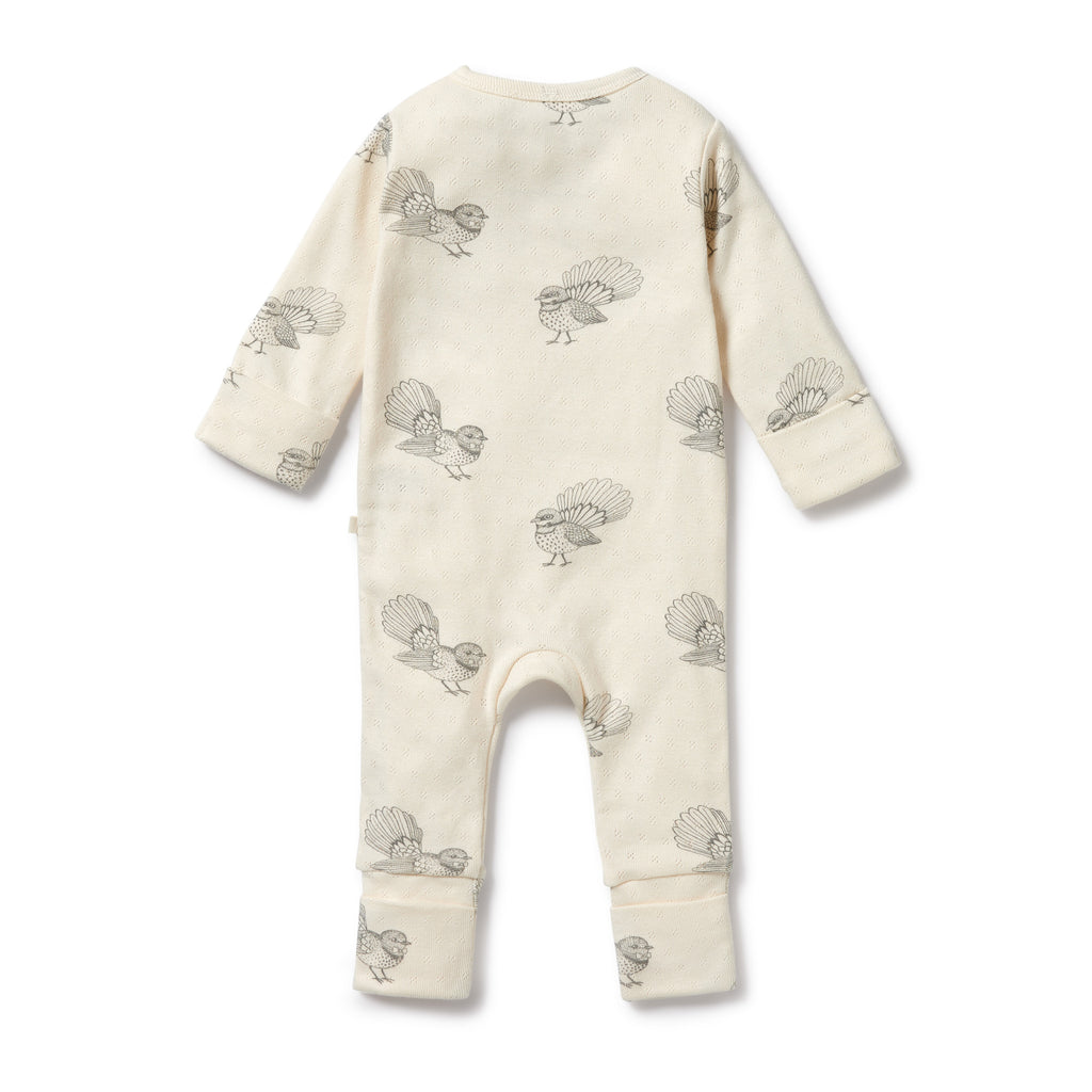 Little Fantail Organic Pointelle Zipsuit with Feet