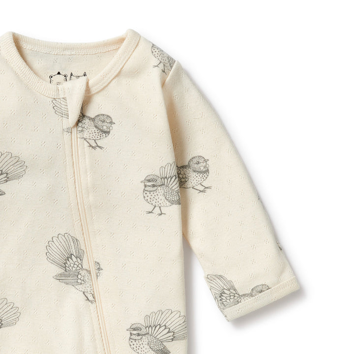 Wilson and Frenchy Little Fantail Organic Pointelle Zipsuit with Feet