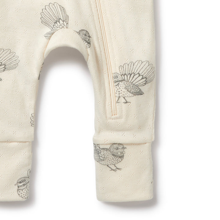 Wilson and Frenchy Little Fantail Organic Pointelle Zipsuit with Feet