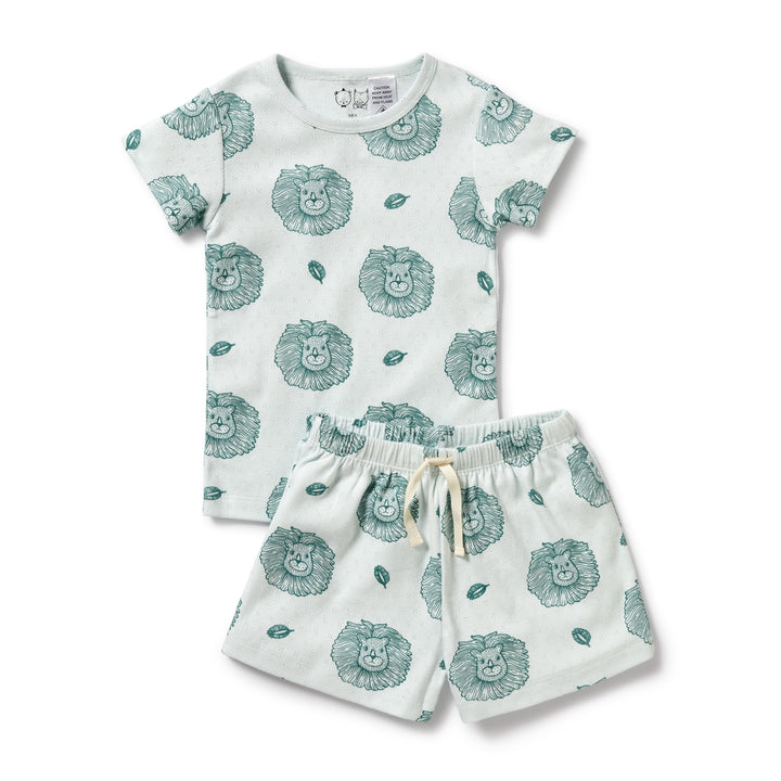 Wilson and Frenchy Little Lion Organic Pointelle Short Sleeved Pyjamas