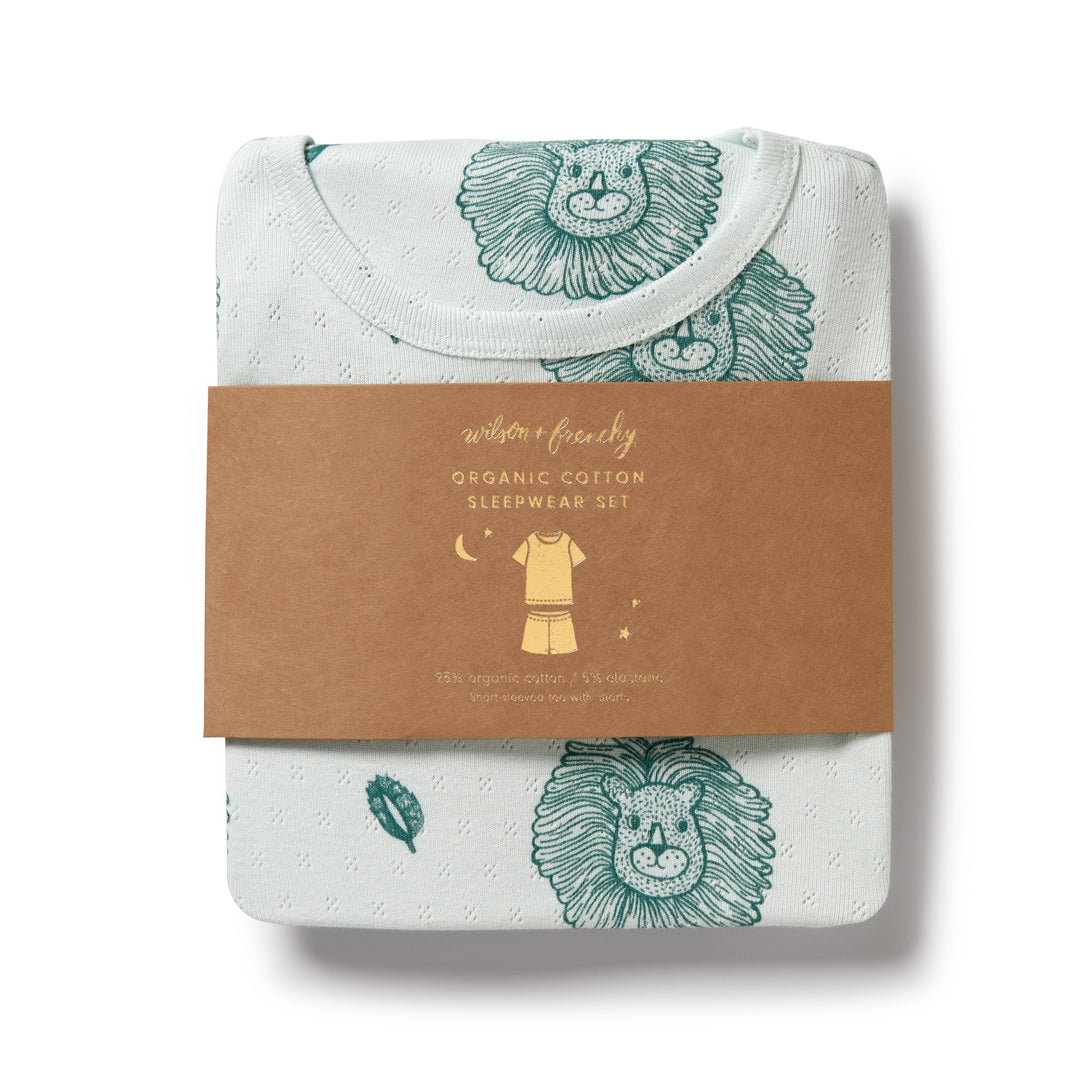 Wilson and Frenchy Little Lion Organic Pointelle Short Sleeved Pyjamas