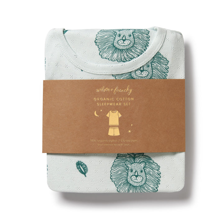 Wilson and Frenchy Little Lion Organic Pointelle Short Sleeved Pyjamas