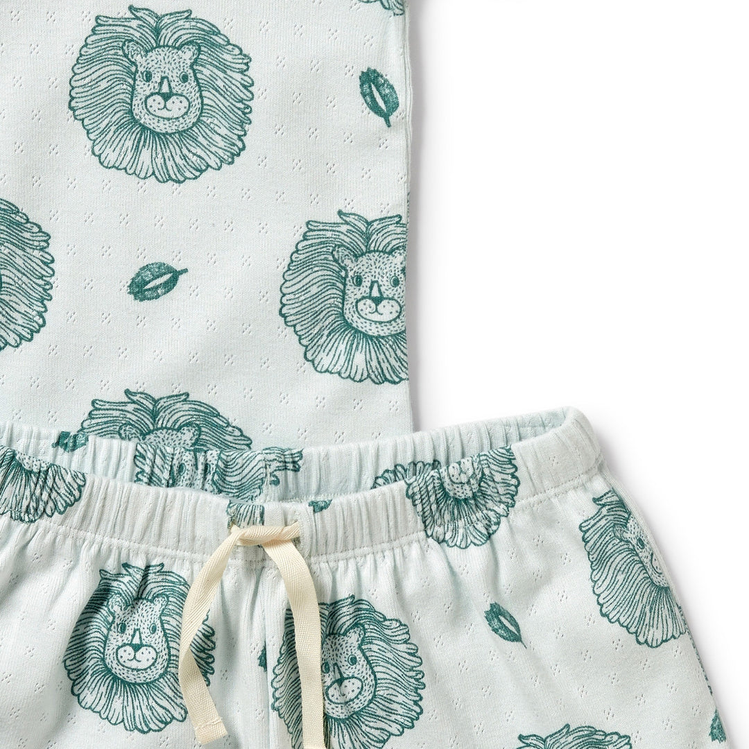 Wilson and Frenchy Little Lion Organic Pointelle Short Sleeved Pyjamas