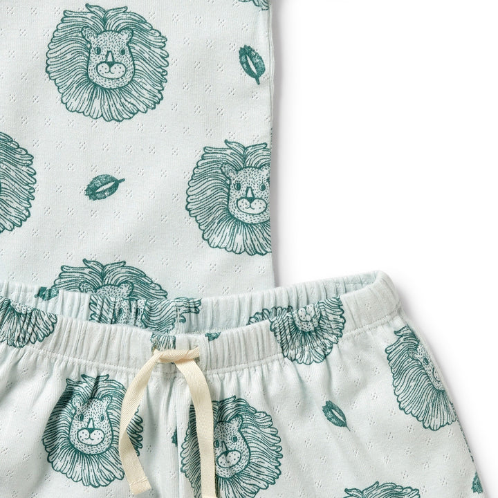 Wilson and Frenchy Little Lion Organic Pointelle Short Sleeved Pyjamas