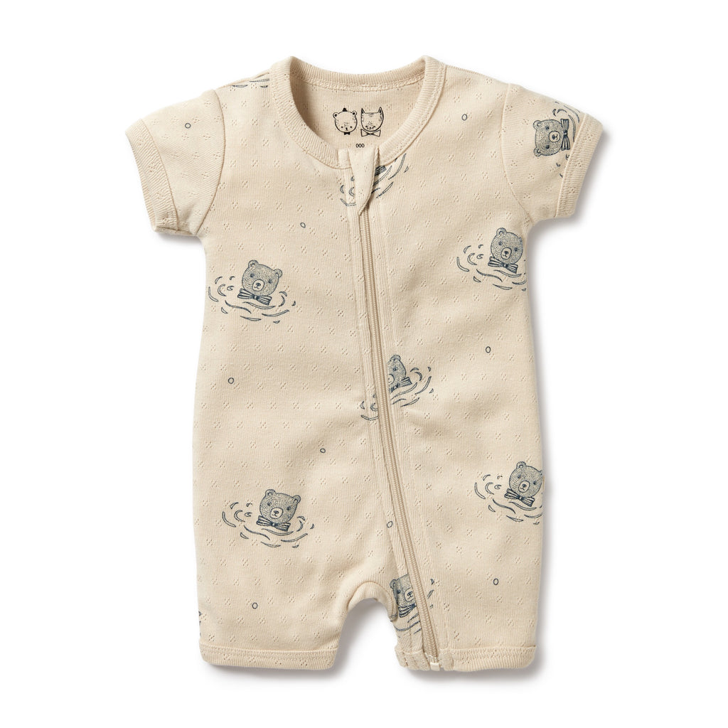 Wilson and Frenchy Little Bear Organic Pointelle Boyleg Zipsuit