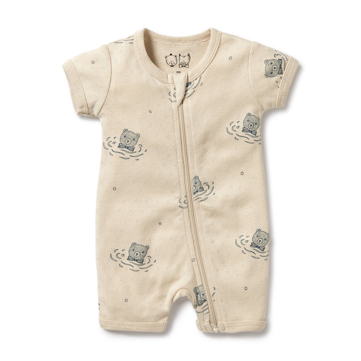 Wilson and Frenchy Little Bear Organic Pointelle Boyleg Zipsuit