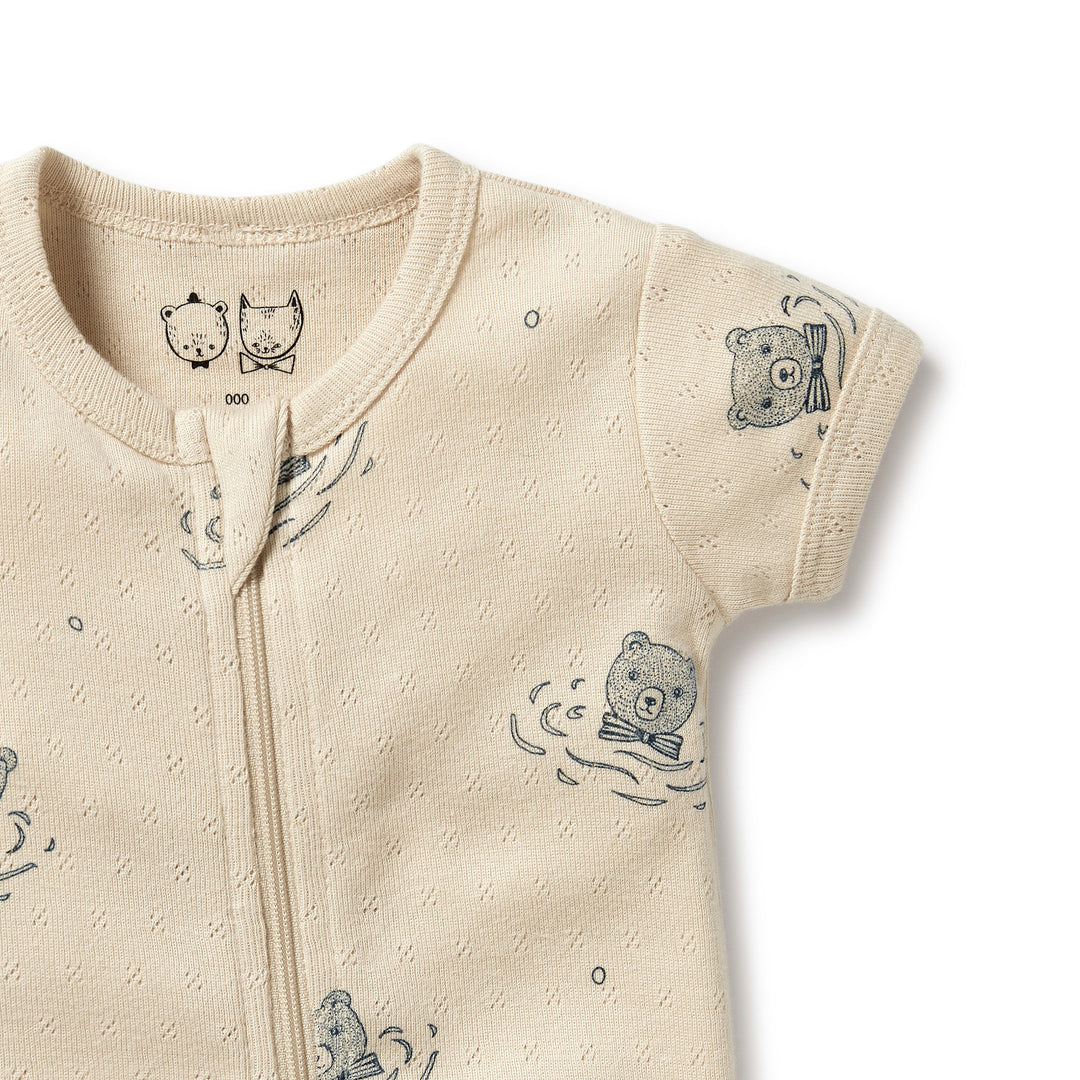 Wilson and Frenchy Little Bear Organic Pointelle Boyleg Zipsuit