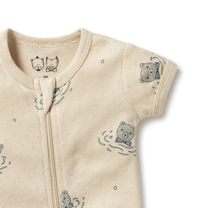 Wilson and Frenchy Little Bear Organic Pointelle Boyleg Zipsuit