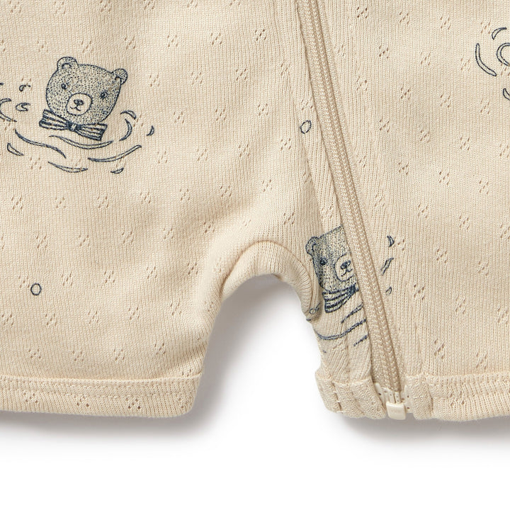 Wilson and Frenchy Little Bear Organic Pointelle Boyleg Zipsuit