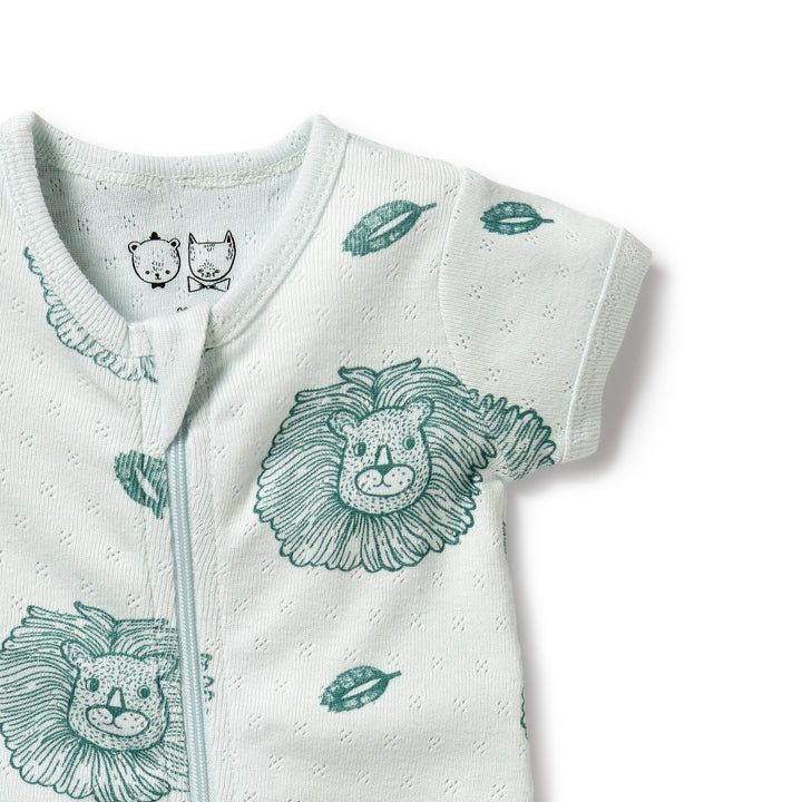 Wilson and Frenchy Little Lion Organic Pointelle Boyleg Zipsuit