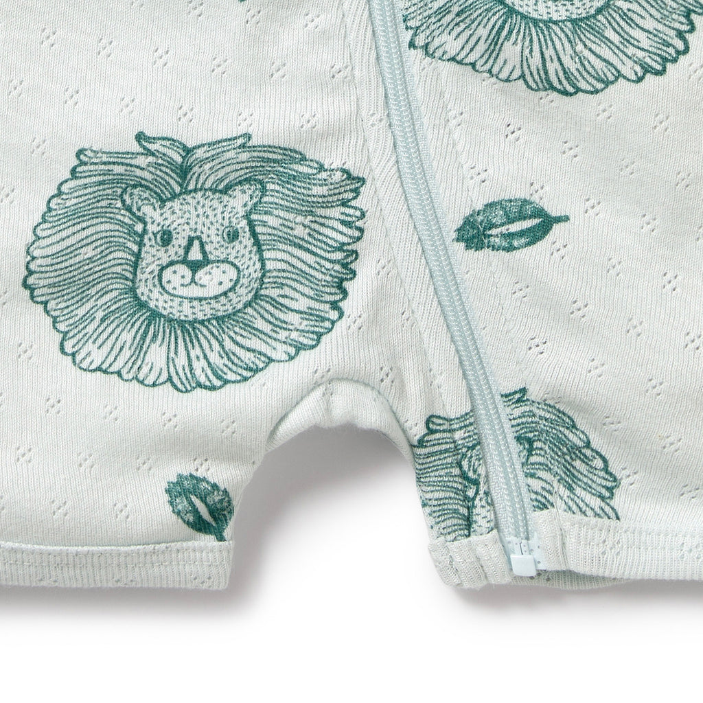 Wilson and Frenchy Little Lion Organic Pointelle Boyleg Zipsuit