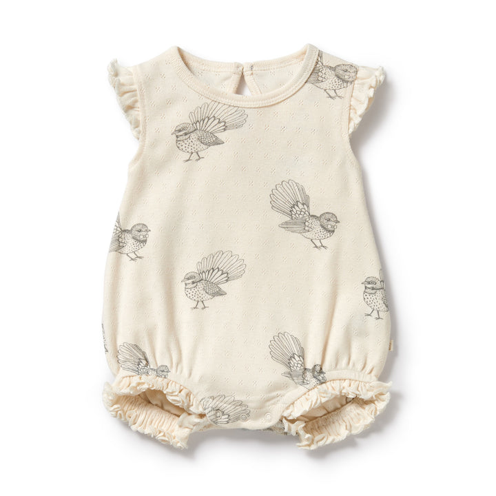Wilson and Frenchy Little Fantail Organic Pointelle Ruffle Growsuit