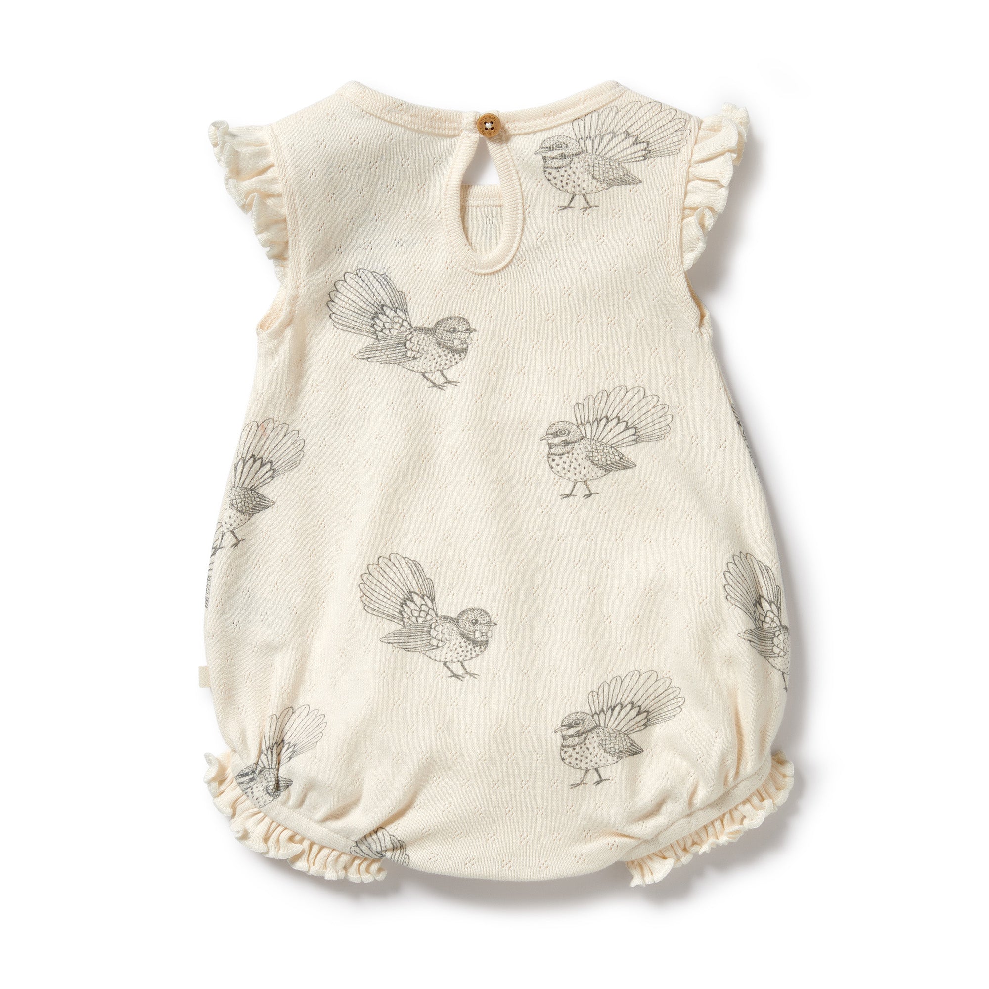 Little Fantail Organic Pointelle Ruffle Growsuit