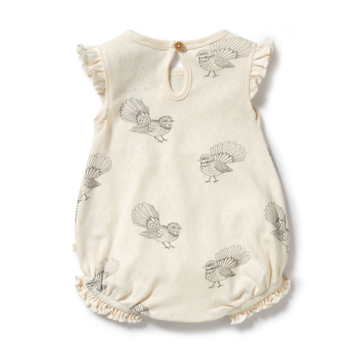 Wilson and Frenchy Little Fantail Organic Pointelle Ruffle Growsuit