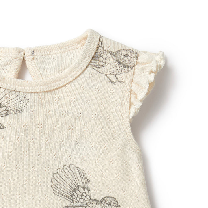 Wilson and Frenchy Little Fantail Organic Pointelle Ruffle Growsuit