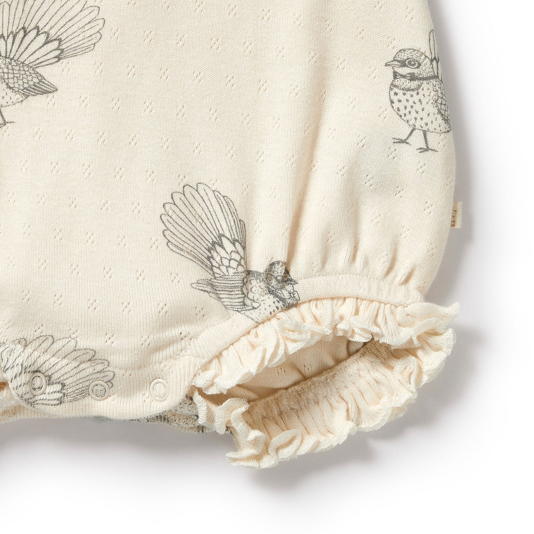 Wilson and Frenchy Little Fantail Organic Pointelle Ruffle Growsuit