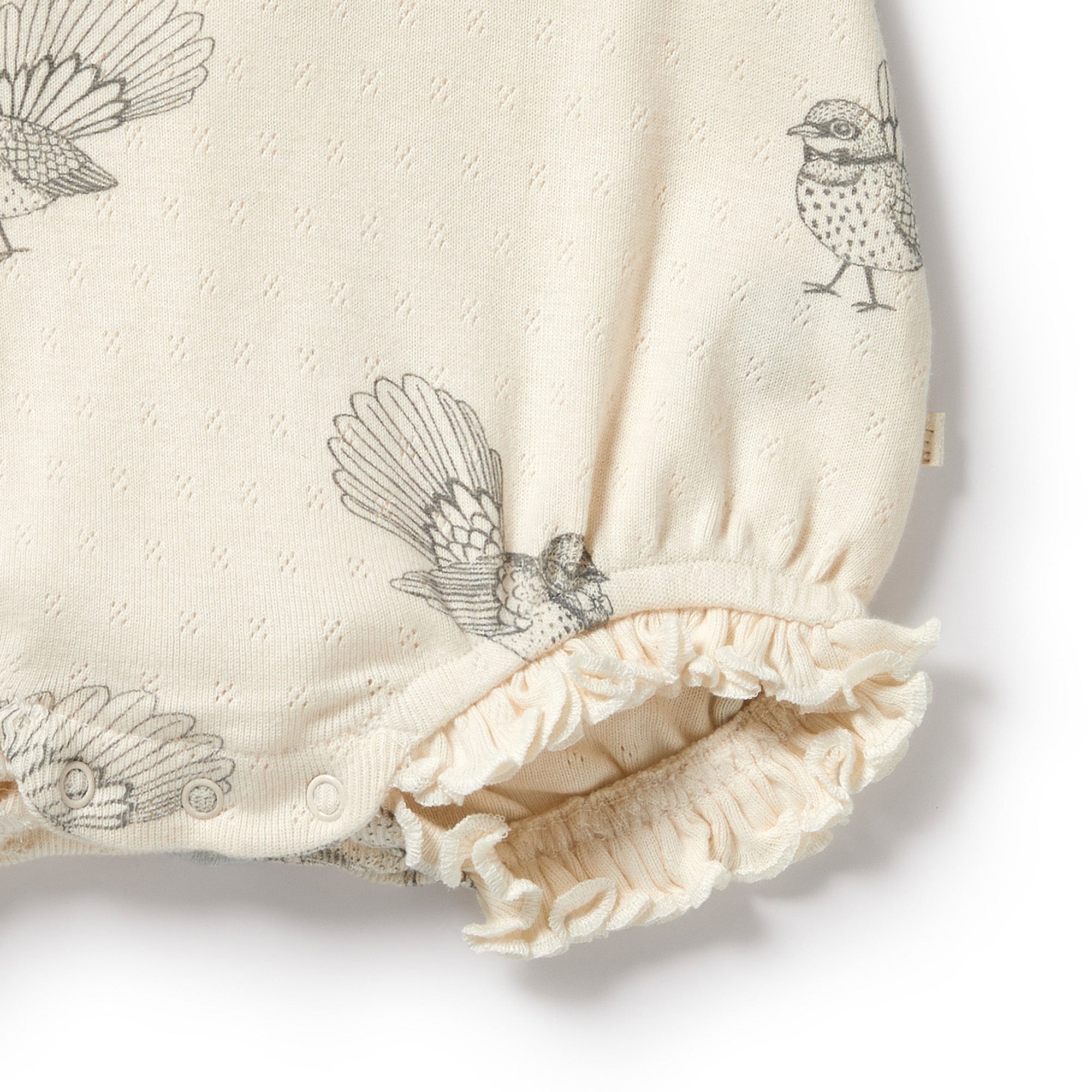 Little Fantail Organic Pointelle Ruffle Growsuit