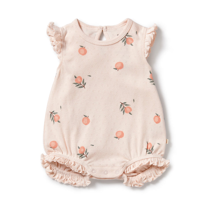 Wilson and Frenchy Peaches Organic Pointelle Ruffle Growsuit