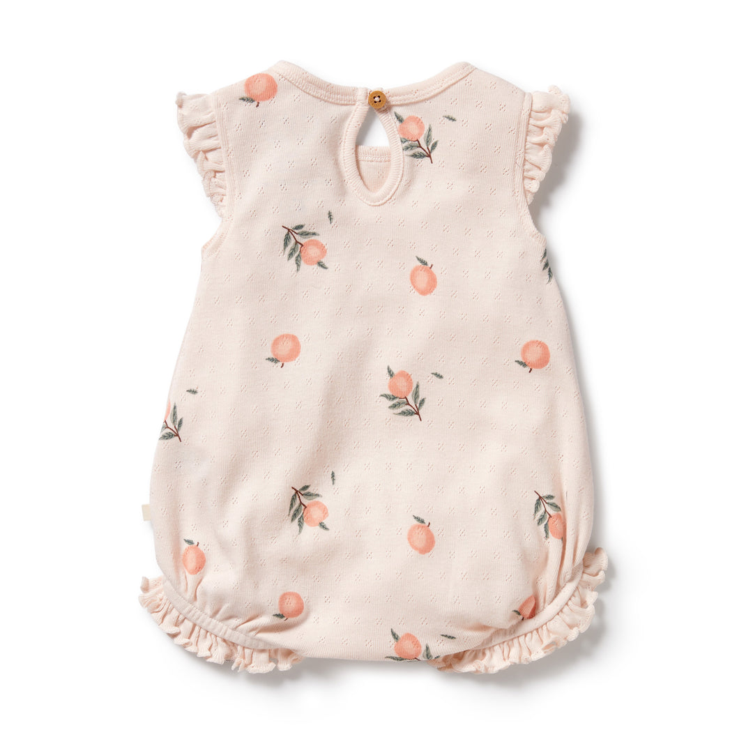 Wilson and Frenchy Peaches Organic Pointelle Ruffle Growsuit