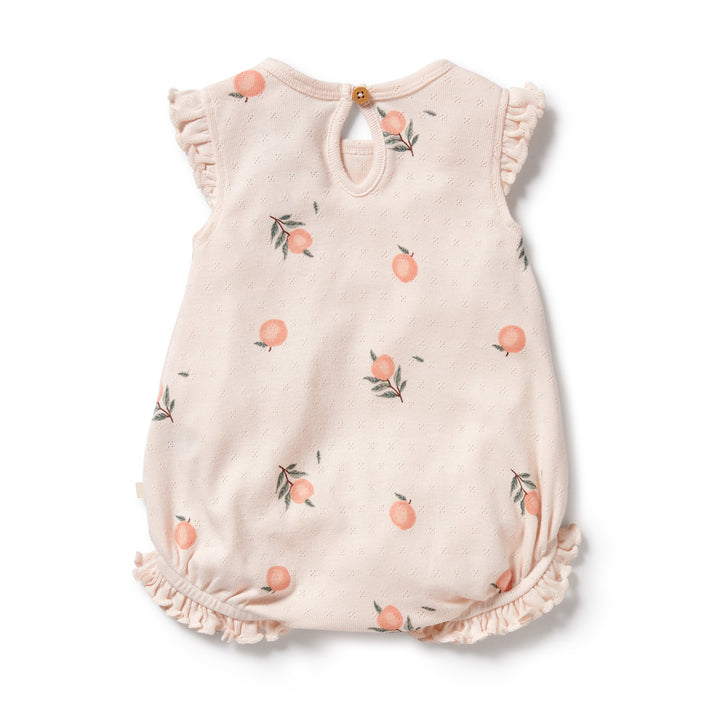 Wilson and Frenchy Peaches Organic Pointelle Ruffle Growsuit