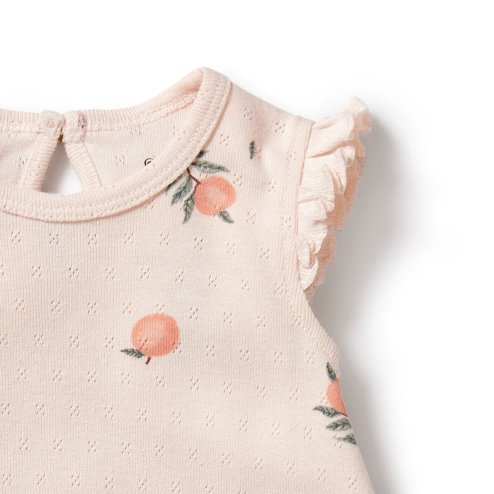 Wilson and Frenchy Peaches Organic Pointelle Ruffle Growsuit