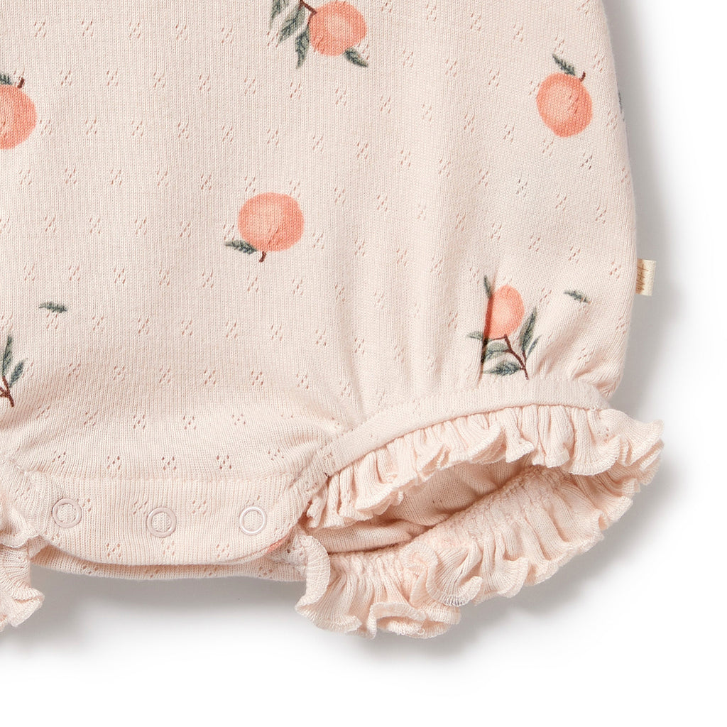 Peaches Organic Pointelle Ruffle Growsuit